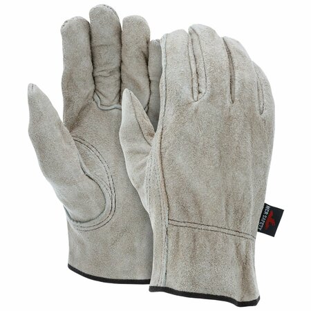 MCR SAFETY Gloves, Cow Split Drivers Glove W/Keystone Thumb, L, 12PK 3130L